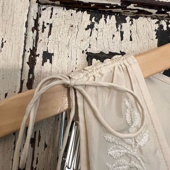 Women’s Maeve Anthropologie silk embroidered tie blouse with Claire’s sides. S - Picture 3 of 11